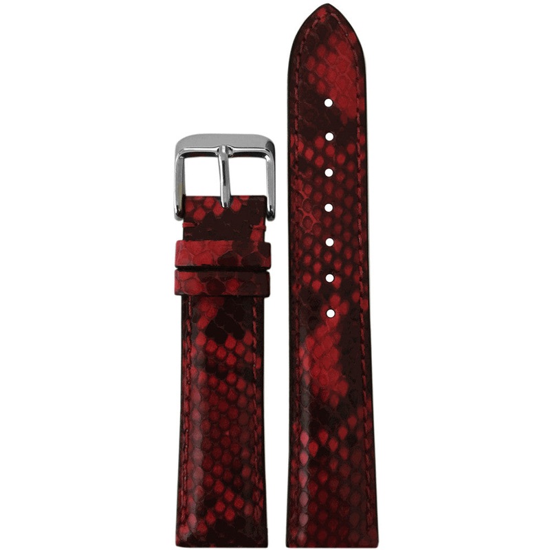 Ladies Genuine Python Watch Band | Red | Match Stitch | Hadley Roma LS2020