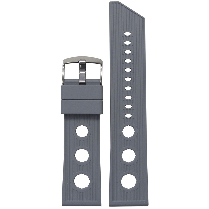 NBR Italian Rubber Watch Band | Bonetto 321 | Grey | Hex Rally