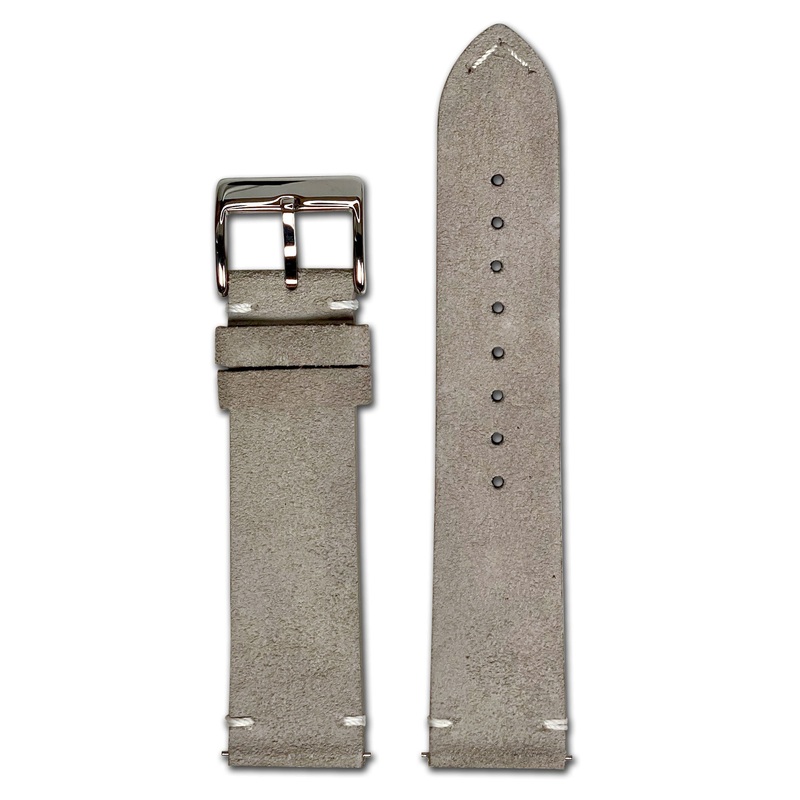 Quick Release Watch Band | Suede Leather | Minimal Stitch | Light Grey