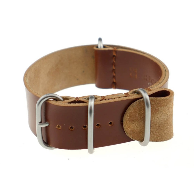 Shell Cordovan Watch Band | Prague | One-Piece | 4 Brushed Rings | Cognac