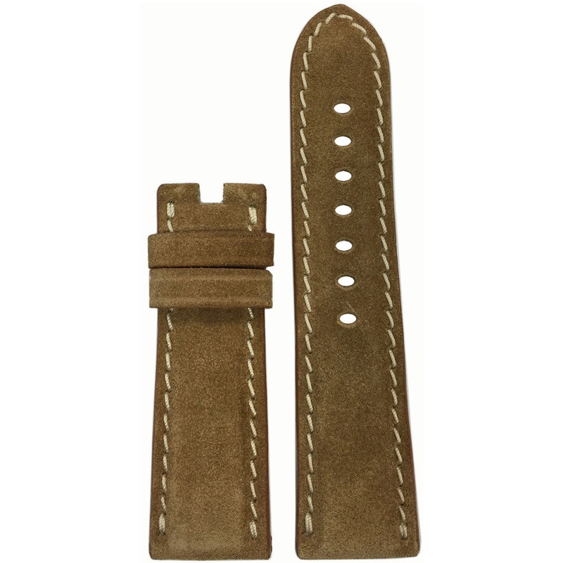 Velours Watch Band | Khaki | White Stitch | For Panerai Deploy