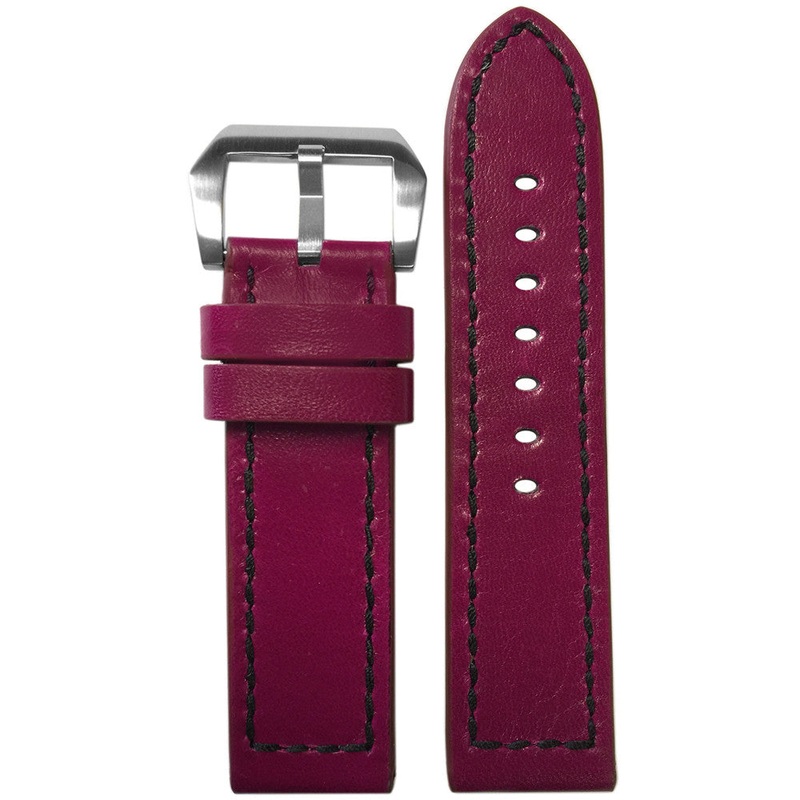 Vintage Leather Watch Band | Purple | Black Box Stitch