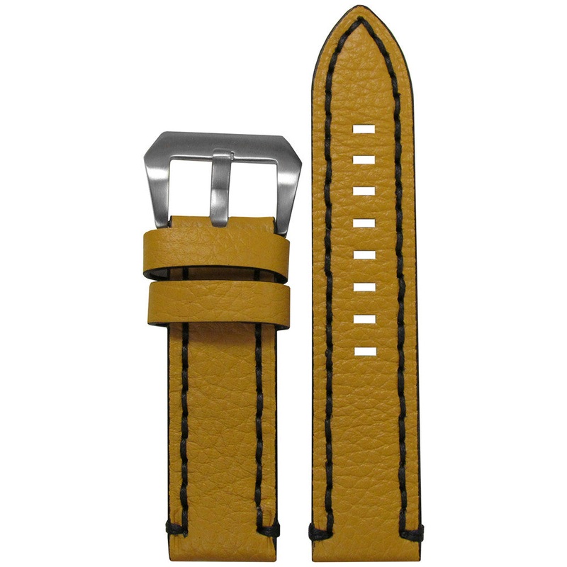 Vintage Soft Camel Leather Watch Band | Flat | Black Stitch