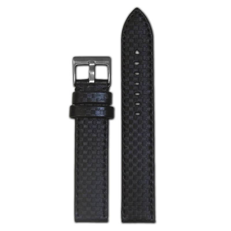 Black Carbon Watch Band | Black Stitch | Hadley Roma MS847