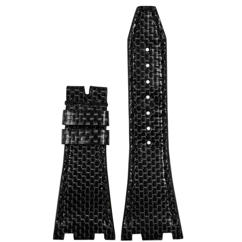 Carbon Watch Band | Black | Black Stitch | for 42MM AP Royal Oak Offshore (Pin Buckle)