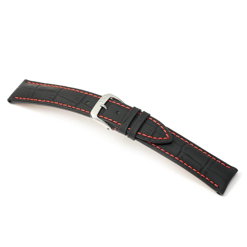 Embossed Alligator Grain on Cow Leather Watch Band | Speed | Caoutchouc Lining