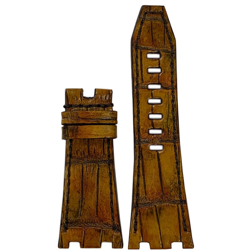 Genuine Alligator Watch Band | Golden Brown | Black Stitch | for 42MM AP Royal Oak Offshore (Deploy Buckle)