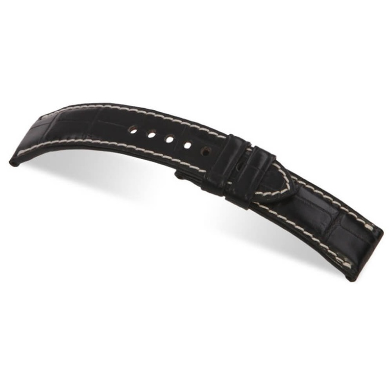 Genuine Alligator Watch Band | Pisa | Black | For Panerai Deploy