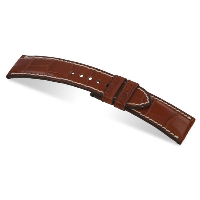 Genuine Alligator Watch Band | Pisa | Cognac | For Panerai Deploy