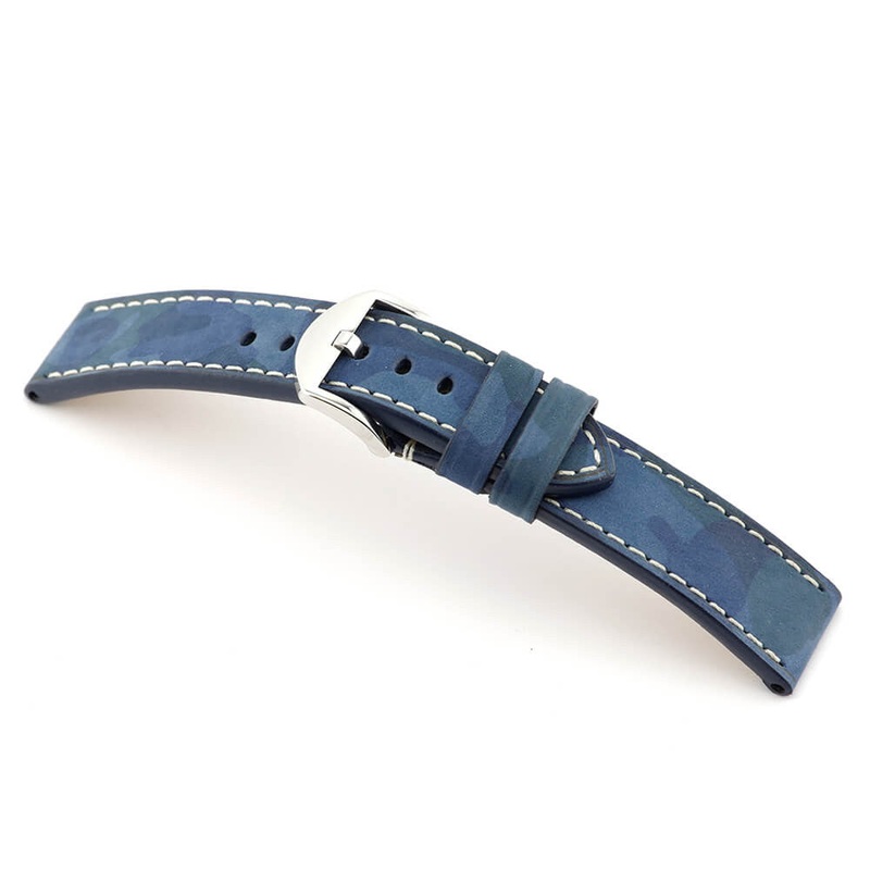 Genuine Leather Watch Band | Hawker | Camouflage | Navy
