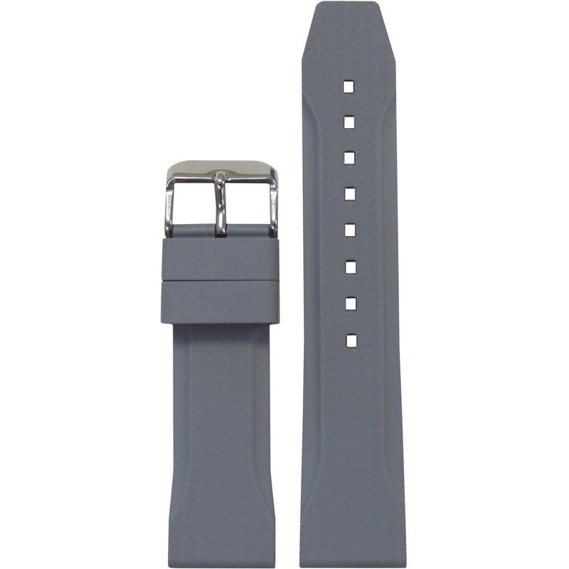 NBR Italian Rubber Watch Band | Bonetto 324 | Carbon Etching | Grey