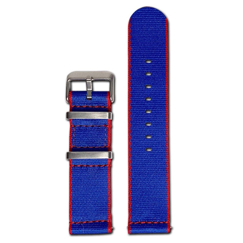 Quick Release Watch Band | Seatbelt | Two-Piece | Navy | Red Stitch