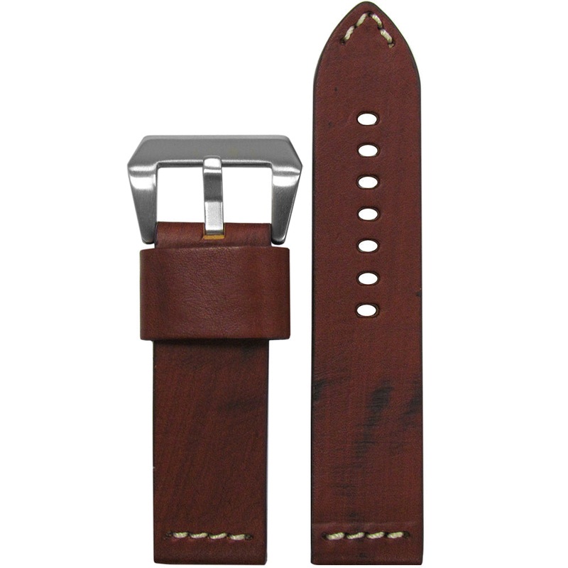 Red Oak Vintage Leather Watch Band | White Stitch