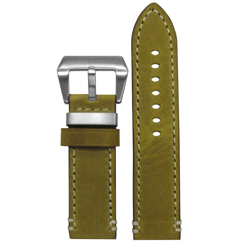 Vintage Leather “Corporal” Watch Band | Honey | White Stitch