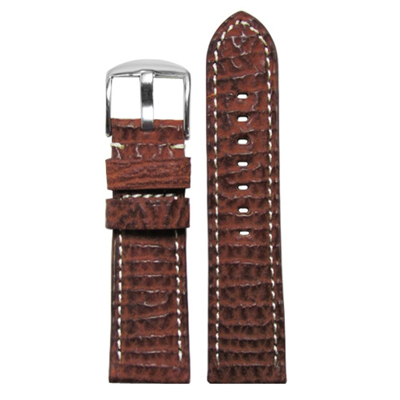 American Shark Skin Watch Band | Classic | Tan | White Stitch