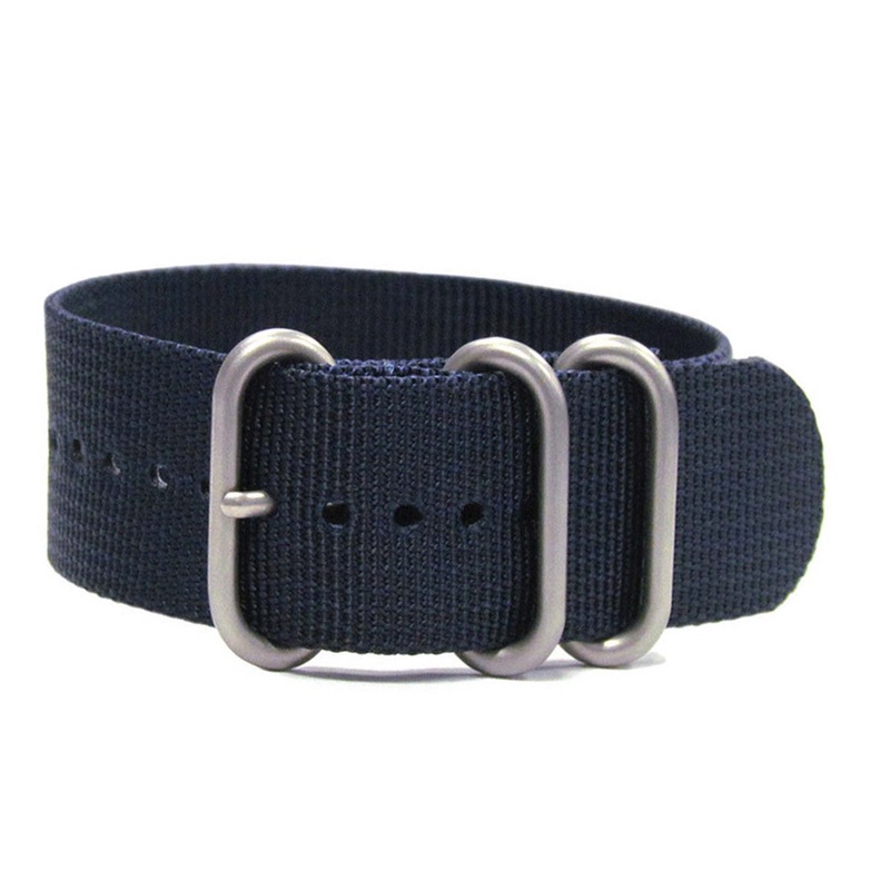 Ballistic Nylon Watch Band | 3-Ring | Navy | Brushed Hardware