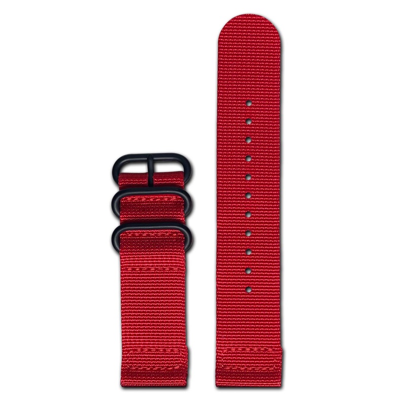 Ballistic Nylon Watch Band | Two-Piece | Red | PVD (Black) Hardware