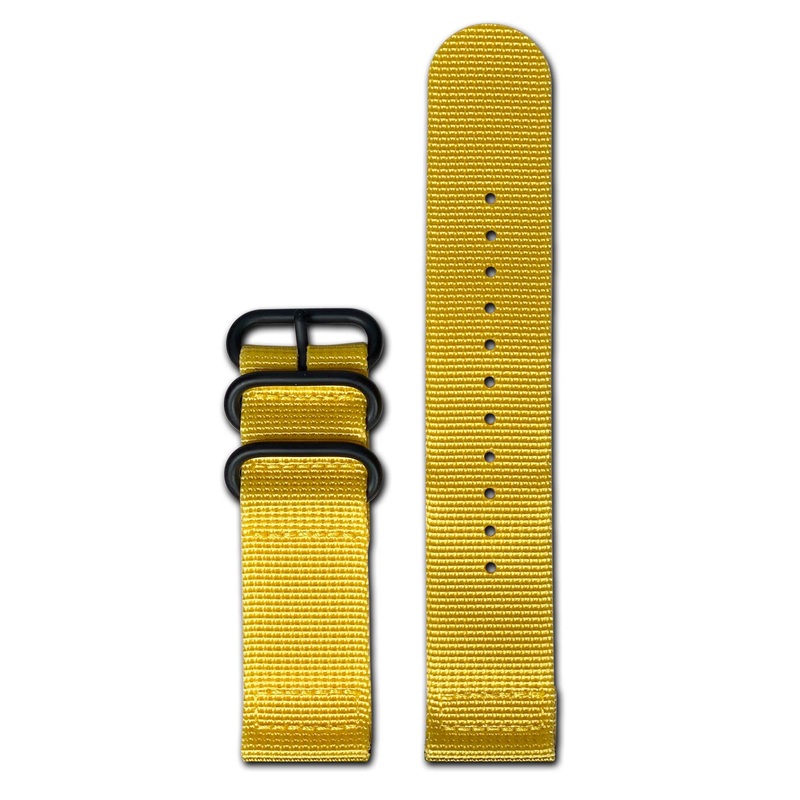 Ballistic Nylon Watch Band | Two-Piece | Yellow | PVD (Black) Hardware