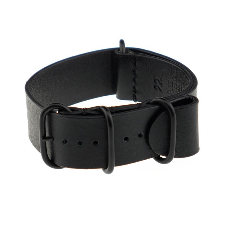 Calfskin Watch Band | Madrid | One-Piece | 4 PVD Rings | Black
