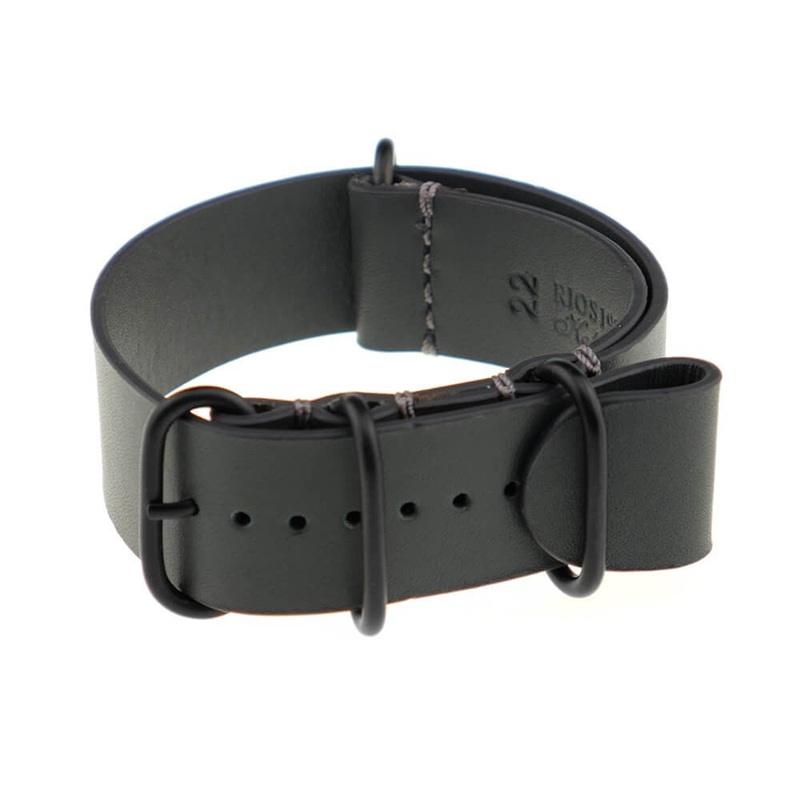 Calfskin Watch Band | Madrid | One-Piece | 4 PVD Rings | Stone Grey