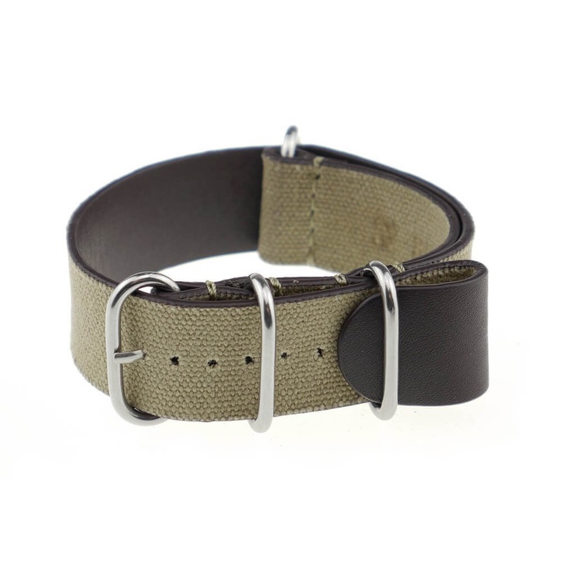 Canvas Watch Band | Sofia | One-Piece | 4 Polished Rings | Honey