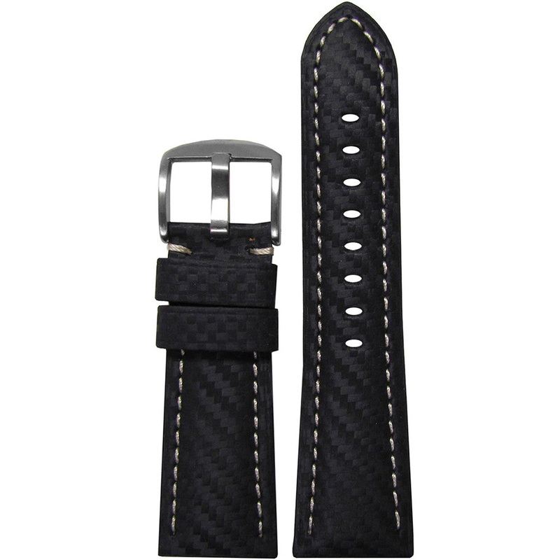 Carbon Fiber Watch Band | Black | White Stitch | for Panerai Radiomir