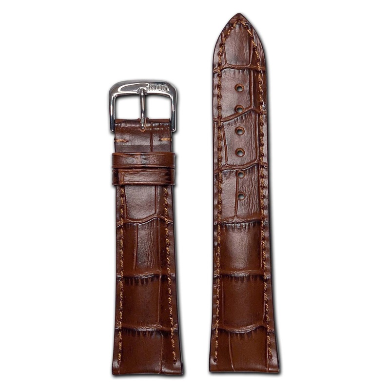 Embossed Leather Alligator Print Watch Band | Louisiana | Mahogany