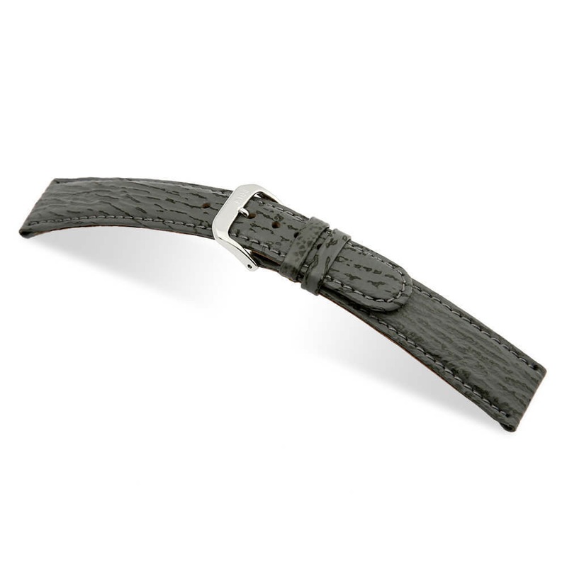 Embossed Leather Shark Print Watch Band | Ocean | Stone Grey