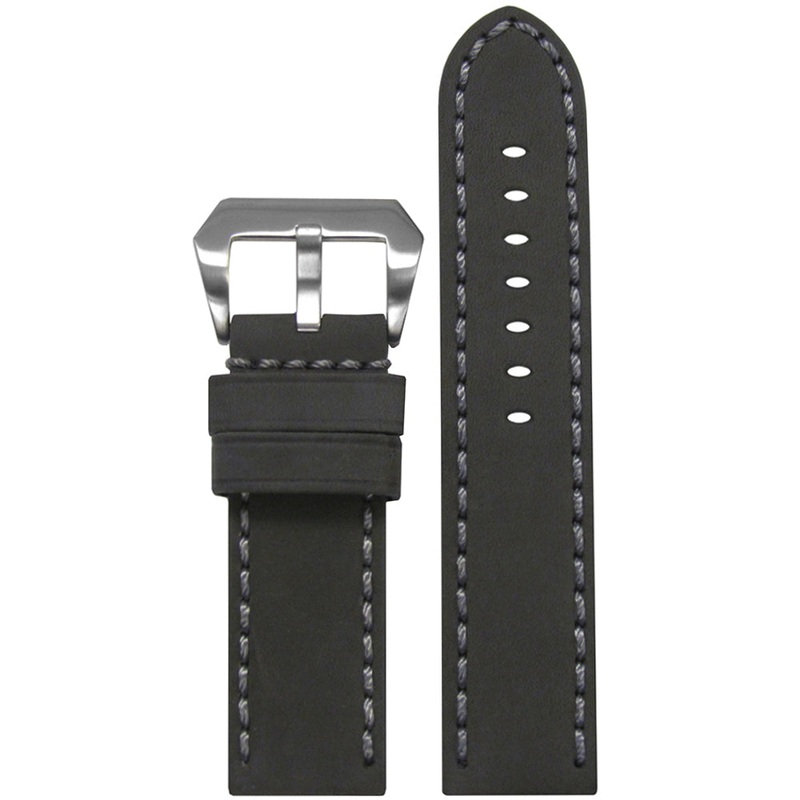 Genuine Leather Watch Band | Mustang 2 | Grey | Grey Hand Stitching