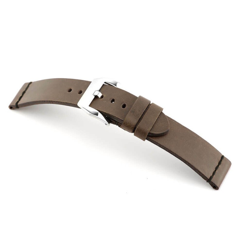 Genuine Vintage Leather Watch Band | Birmingham | Mocha | Black Minimal Stitch