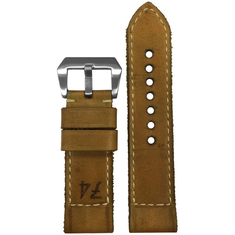 Genuine Vintage Leather Watch Band | Historic “74” | Handmade | White Stitch | Gunny Straps