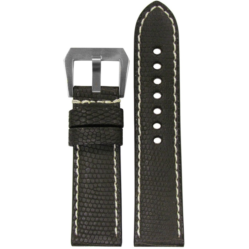 Lizard Watch Band | Premium Cut | Matte Finish | Dark Brown | White Stitch | Premium Cut