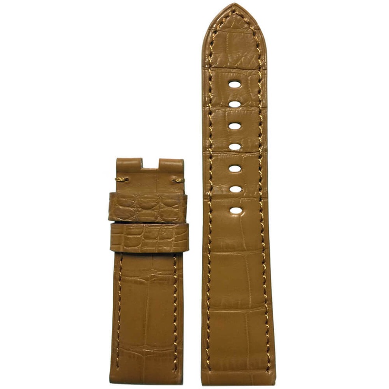 Louisiana Alligator Watch Band | Matte Finish | Honey-Tan | Colored Stitch | For Panerai Deploy