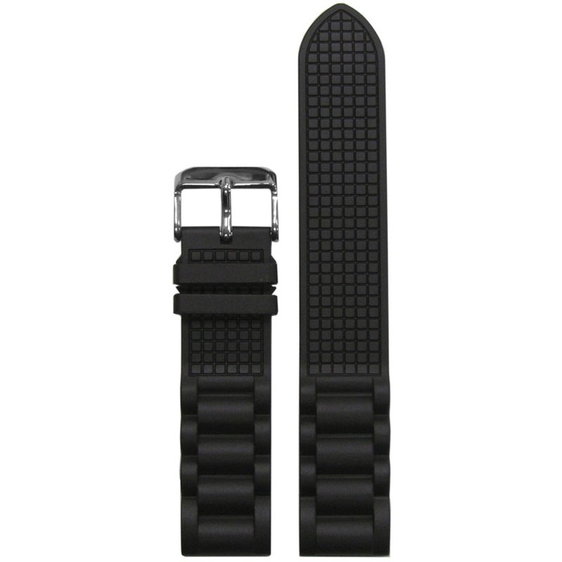 NBR Italian Rubber Watch Band | Bonetto 318 | Oyster Style Diver | Black