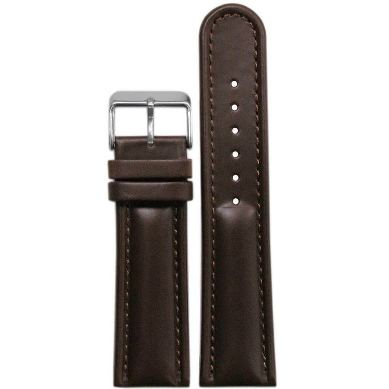 Padded Saddle Leather Watch Band | Dark Brown | Match Stitch