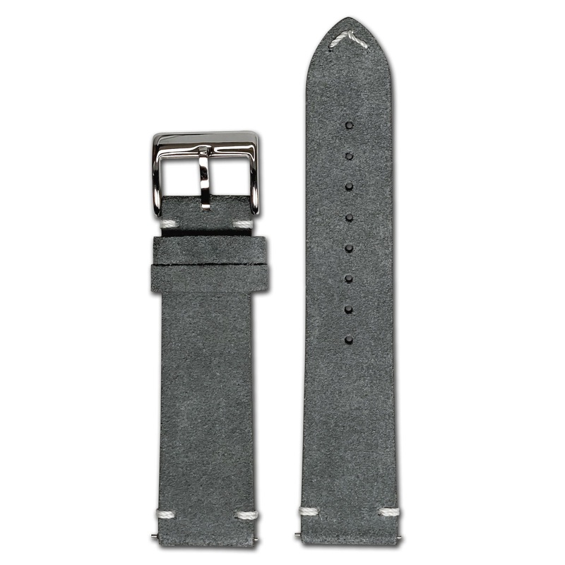 Quick Release Watch Band | Suede Leather | Minimal Stitch | Dark Grey