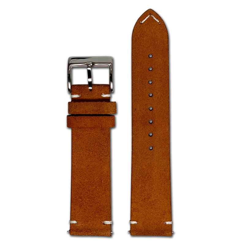 Quick Release Watch Band | Suede Leather | Minimal Stitch | Light Brown