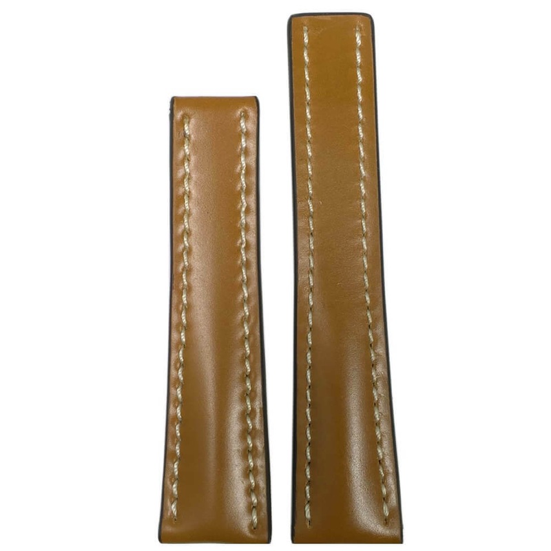 Shell Cordovan Leather Watch Band | Honey | White Stitch | For Breitling Deploy