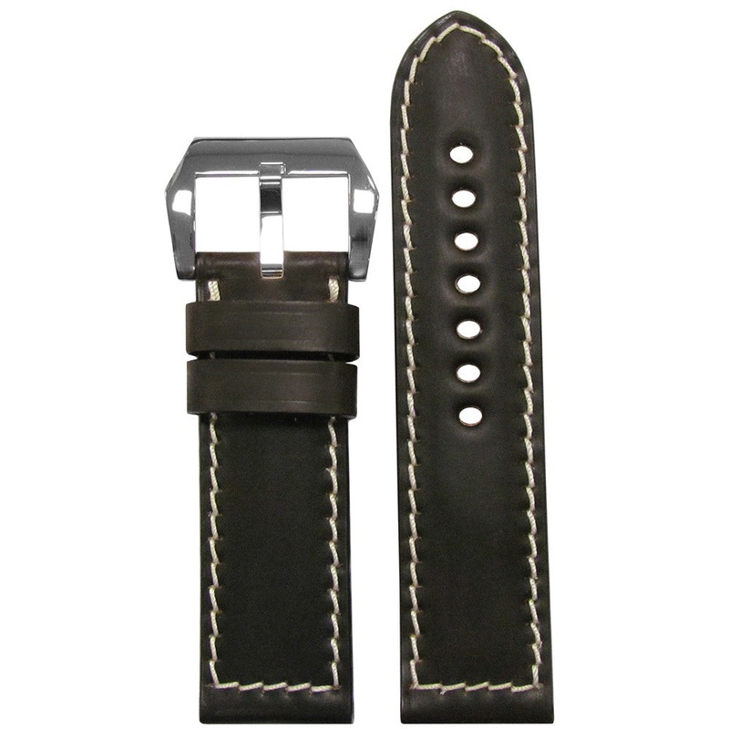 Shell Cordovan Leather Watch Band | Mocha | White Stitch