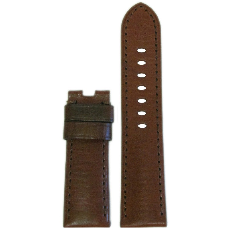 Vintage Leather Watch Band | Medium Brown HZ | Colored Stitch | For Panerai Deploy