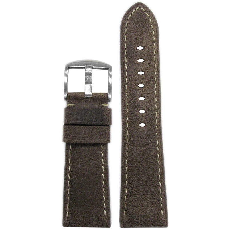 Distressed Vintage Leather Watch Band | Brown | White Stitch | for Panerai Radiomir