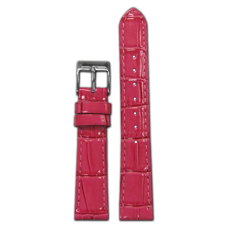 Embossed Leather Gator Watch Band | Quick Release | Pink | for Michele