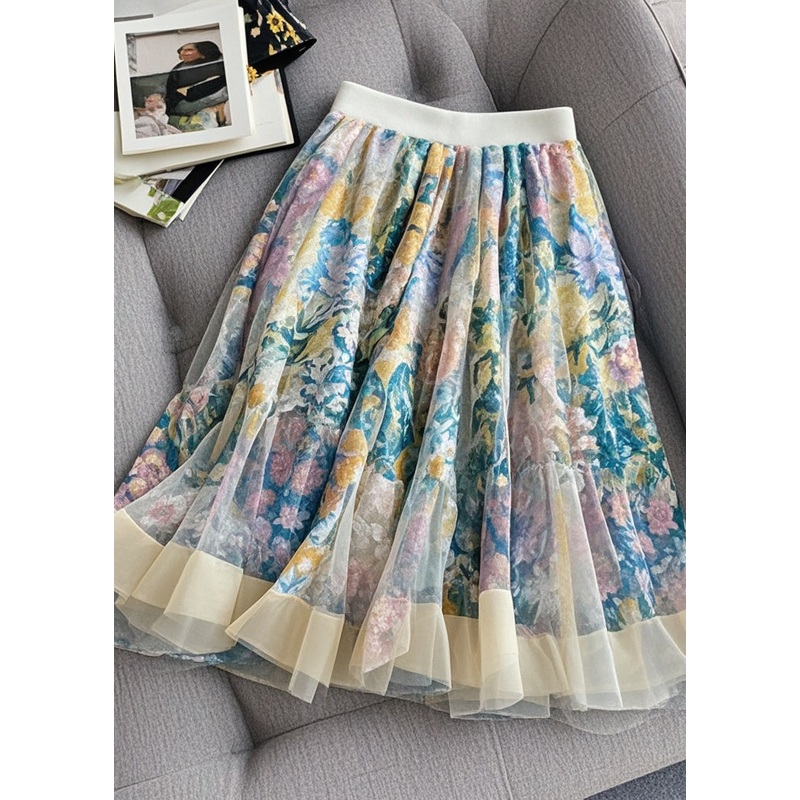 Fashion Print Exra Large Hem Tulle Skirt Summer