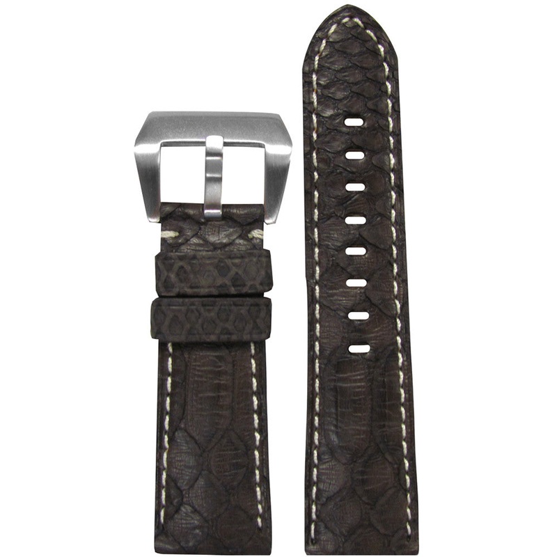 Genuine Python Watch Band | Brown | White Stitch | for Panerai Radiomir