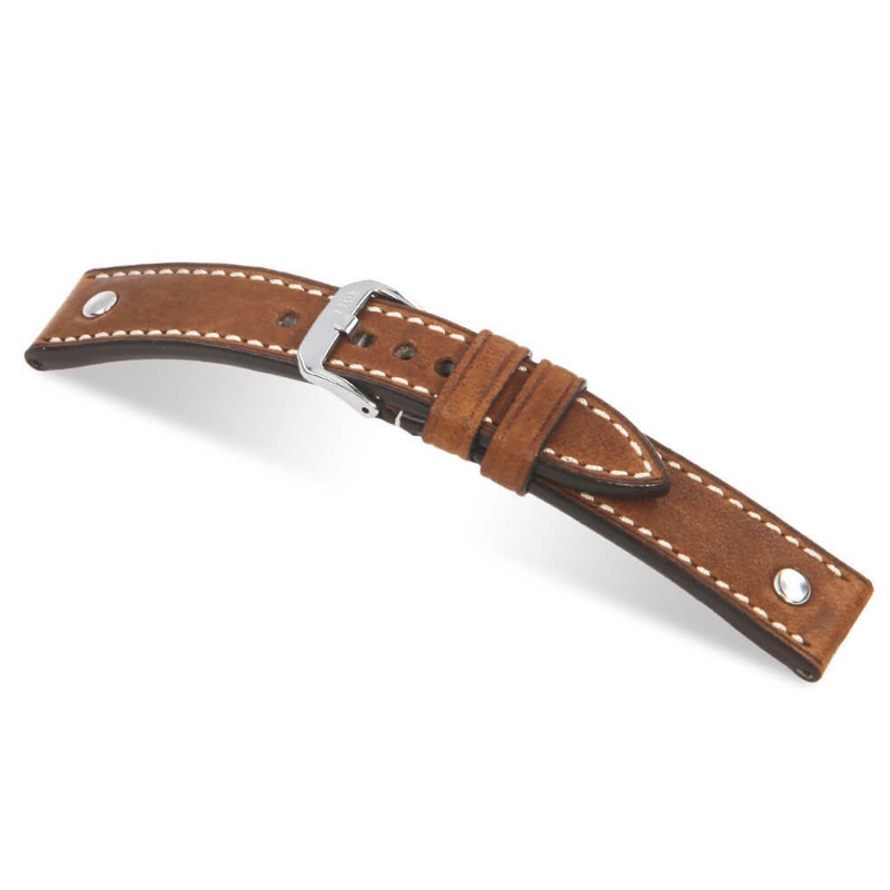 Genuine Vintage Leather Watch Band | London | Stainless Steel Rivets | Cognac