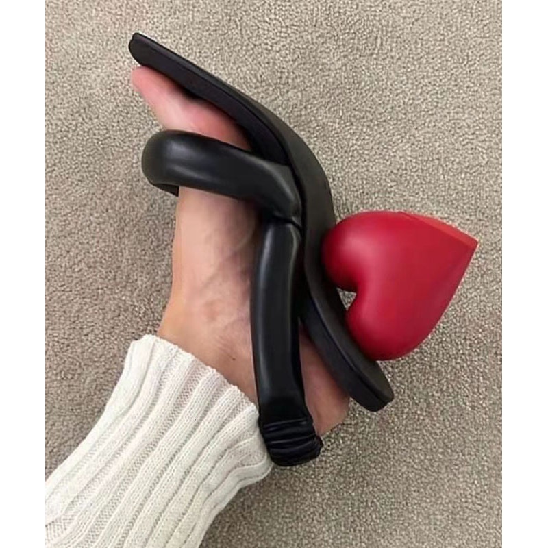 Novelty Black Peep Toe Chunky Sandals