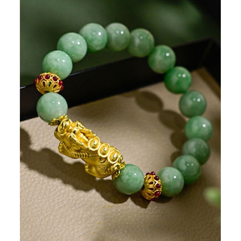 Women Green Overgild Jade A Mythical Wild Animal Bracelet