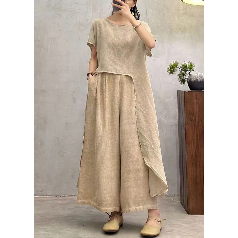 Apricot Low High Design Cotton T Shirt Asymmetrical Summer