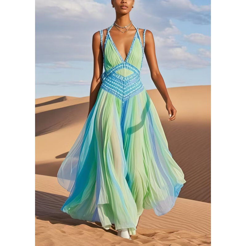 Fashion Tie Dye Exra Large Hem Chiffon Cami Dresses Summer