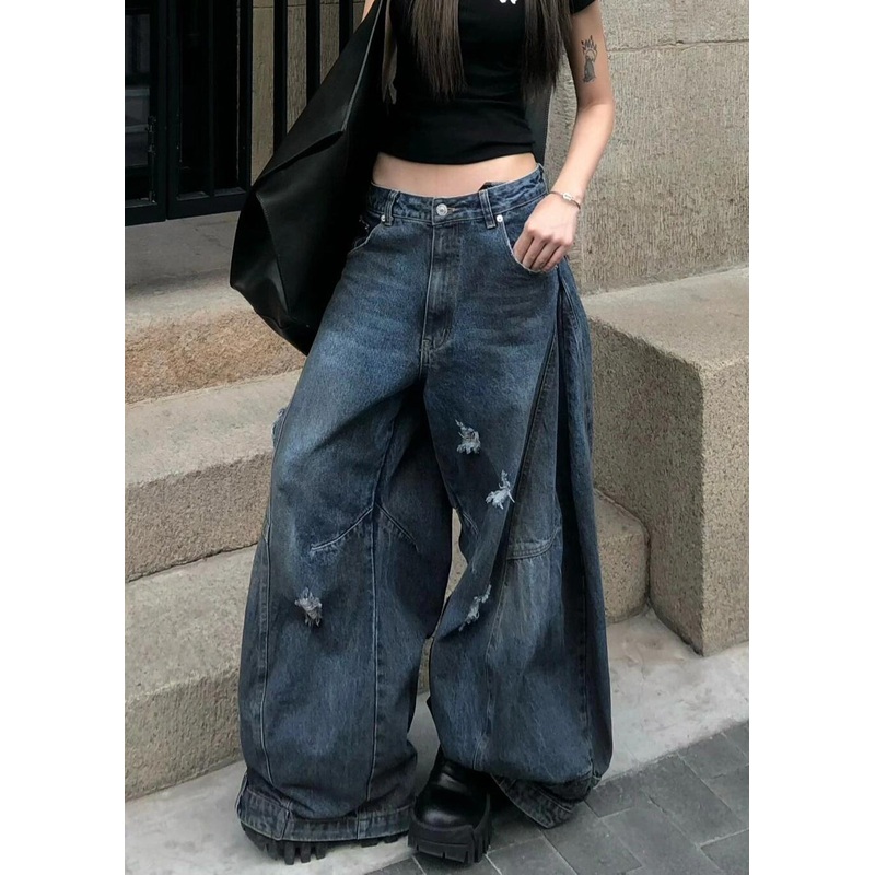 New Blue Hole High Waist Denim Pants Summer